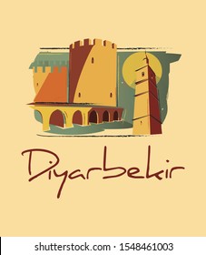 The city Diyarbakir logo, illustration, vector.