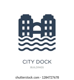 city dock icon vector on white background, city dock trendy filled icons from Buildings collection, city dock vector illustration