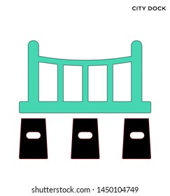 City dock icon white background simple element illustration buildings concept symbol design isolated on white background