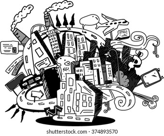 City in the doodle style