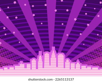 City downtown comic book style background, big city skyline outlines
