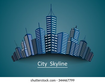 City downtown skyscrapers