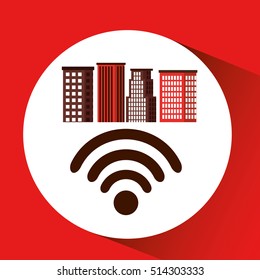 city downtown wifi connection design vector illustration eps 10