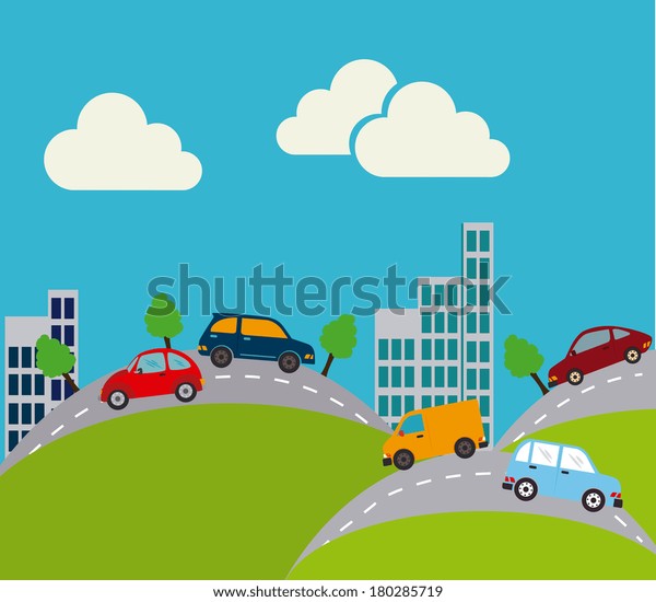 city\
draw design landscape background vector\
illustration