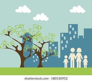 city draw flat design vector illustration