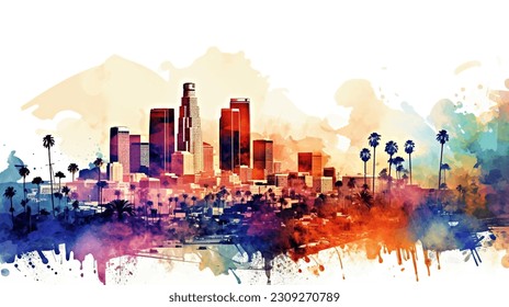 City of Dreams: A Watercolor Journey through Los Angeles