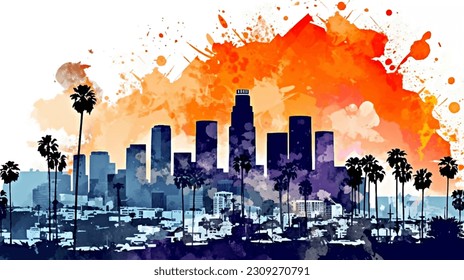 City of Dreams: A Watercolor Journey through Los Angeles