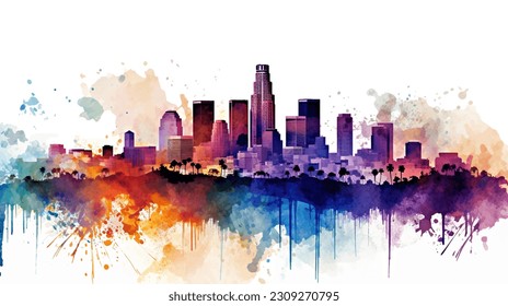 City of Dreams: A Watercolor Journey through Los Angeles