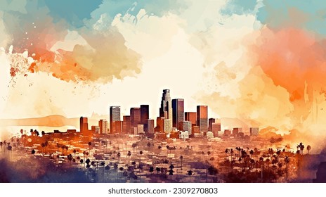 City of Dreams: A Watercolor Journey through Los Angeles