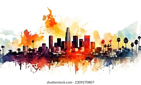 City of Dreams: A Watercolor Journey through Los Angeles