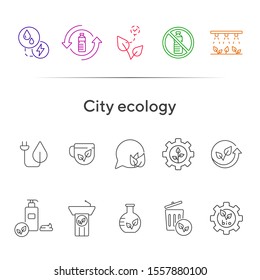 City ecology icons. Plug, speechbubble, recycling. Eco technology concept. Vector illustration can be used for topics like ecology, technology, environment