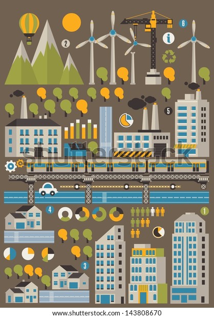 City and ecology info
graphic background