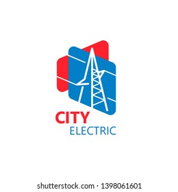 City Electric logo. High voltage pole lines elements.