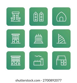City element icon set collection. Vector icon illustration. Editable stroke