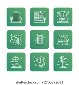 City element icon set collection. Vector icon illustration. Editable stroke