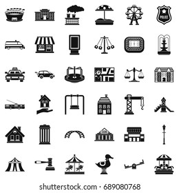 City element icons set. Simple style of 36 city element vector icons for web isolated on white background