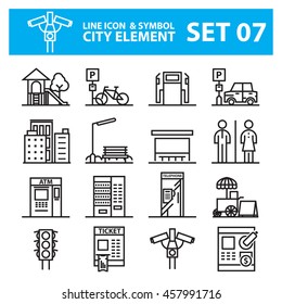 city element line icons vector set
