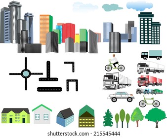 City elements all objects groupped logically and named