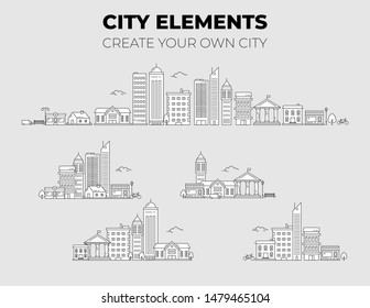 City elements - create your own city. Skyline. Outline city. Vector