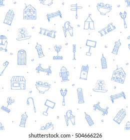City elements icons handmade style