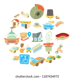 City elements icons set. Cartoon set of 25 city elements vector icons for web isolated on white background