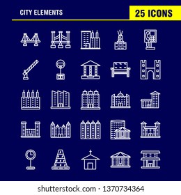 City Elements Line Icons Set For Infographics, Mobile UX/UI Kit And Print Design. Include: Car, Vehicle, Travel, Transport, Fountain, Water Shower, City, Eps 10 - Vector
