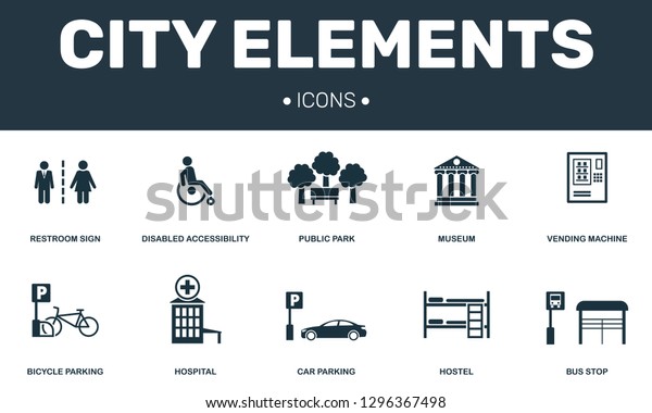 City elements set icons collection. Includes simple elements such as ...