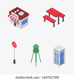 city elements set icons stock vector illustration