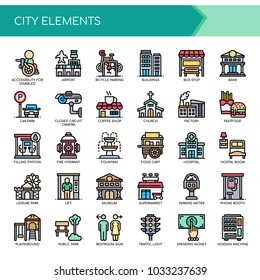 City Elements , Thin Line and Pixel Perfect Icons
