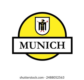 Emblema de la ciudad. Cartel de Múnich (Alemania). Ilustración vectorial