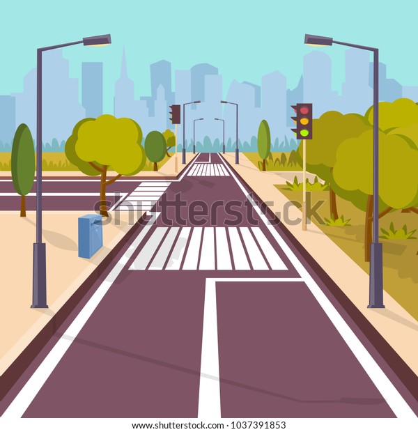 City Empty Road Stock Vector (Royalty Free) 1037391853 | Shutterstock