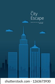 City Escape Paper Cut Vector Illustration