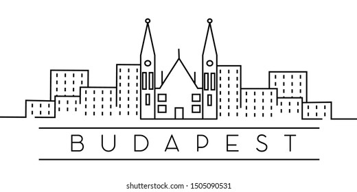 City of Europe, Budapest line icon on white background