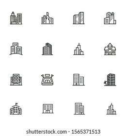 City in Europe line icon set. Building, house, skyscraper. Architectrure concept. Vector illustration can be used for topics like consctruction, design, building