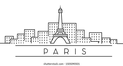City of Europe, Paris line icon on white background