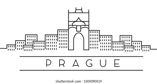 City of Europe, Prague line icon on white background