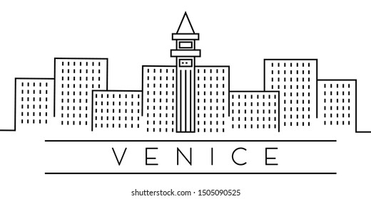 City of Europe, Venice line icon on white background