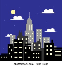 City Evening Hand Drawn Vector Illustration Stock Vector (Royalty Free ...