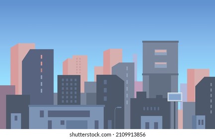 city evening sky houses and streets