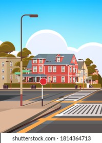 city facade buildings empty no people urban street real estate town exterior vertical vector illustration