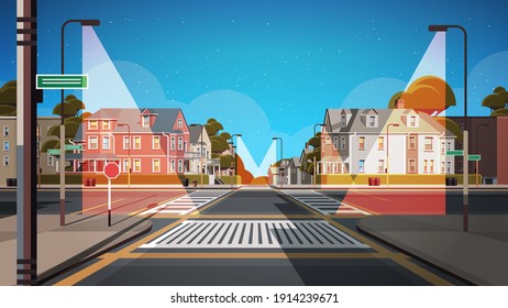 city facade buildings empty no people urban street real estate night town exterior horizontal vector illustration