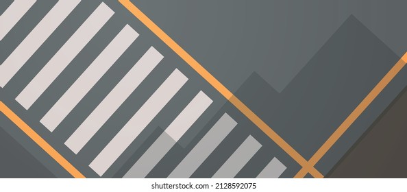 City facade buildings empty street no people crosswalk and urban street town exterior flat vector illustration.