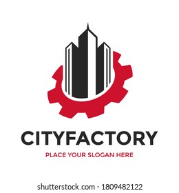 City Factory vector logo template. This design use building symbol. Suitable for industriala.