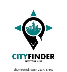 City finder vector logo template. This design use spot and magnifying glass symbol.