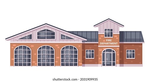 City Fire Department Building Cartoon Style Stock Vector (Royalty Free ...