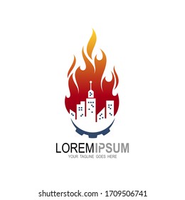 City fire logo design vector, Fire city vector