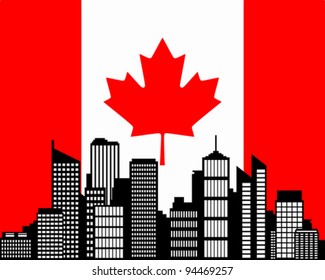 City and flag of Canada