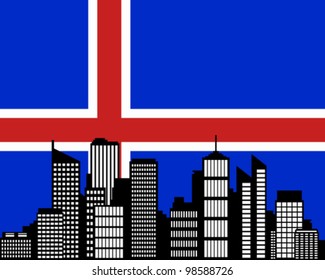 City and flag of Iceland