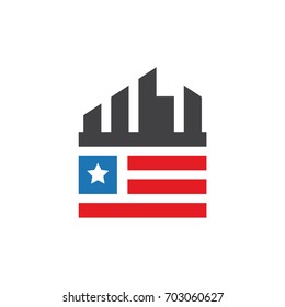 city and flag logo template
