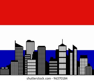 City and flag of the Netherlands